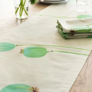 Table Runner, Poppy Pods on Ecru