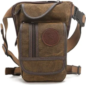 Tactical Thigh Drop Leg Bag for Men Fanny Pack Military Motorcycle Rider Multi-Pocket Waist Bags Mens Travel Hiking Climbing Cycling Outdoors (Brown)