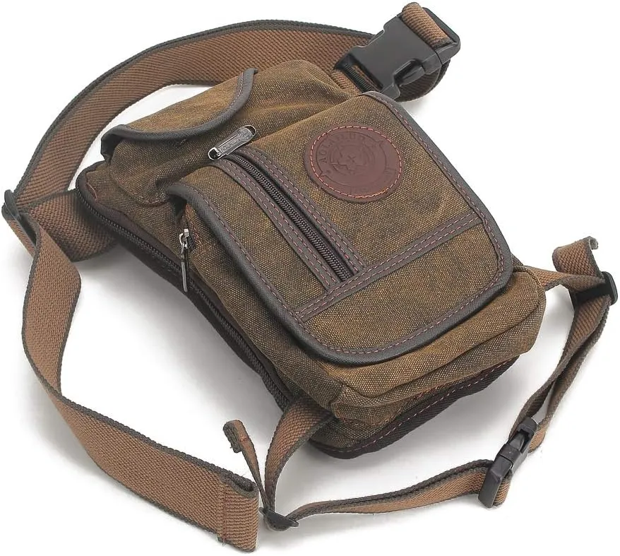 Tactical Thigh Drop Leg Bag for Men Fanny Pack Military Motorcycle Rider Multi-Pocket Waist Bags Mens Travel Hiking Climbing Cycling Outdoors (Brown)