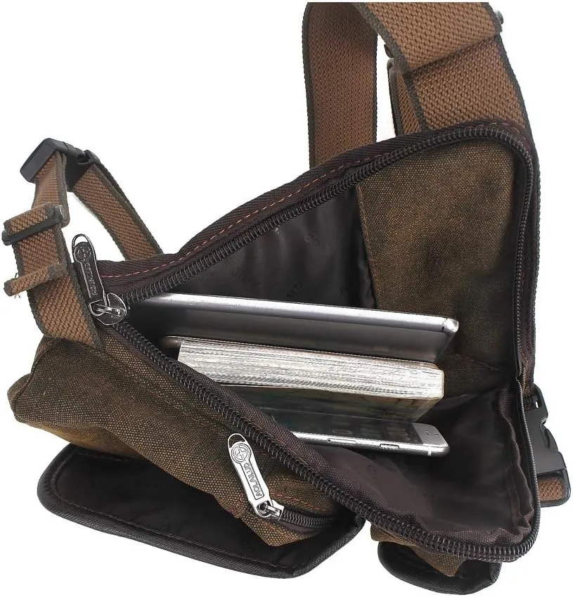 Tactical Thigh Drop Leg Bag for Men Fanny Pack Military Motorcycle Rider Multi-Pocket Waist Bags Mens Travel Hiking Climbing Cycling Outdoors (Brown)
