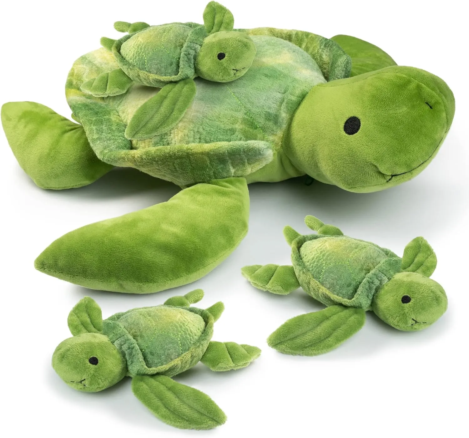 Talking Stuffed Mommy Sea Turtle With 3 Baby Turtles in Her Tummy | Plush Animal Family | Mom and Baby Stuffed Animals for Ages 0 