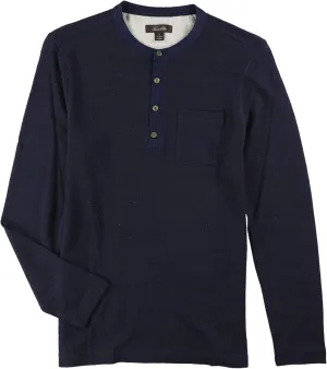 Tasso Elba Mens Linen Marled Henley Shirt