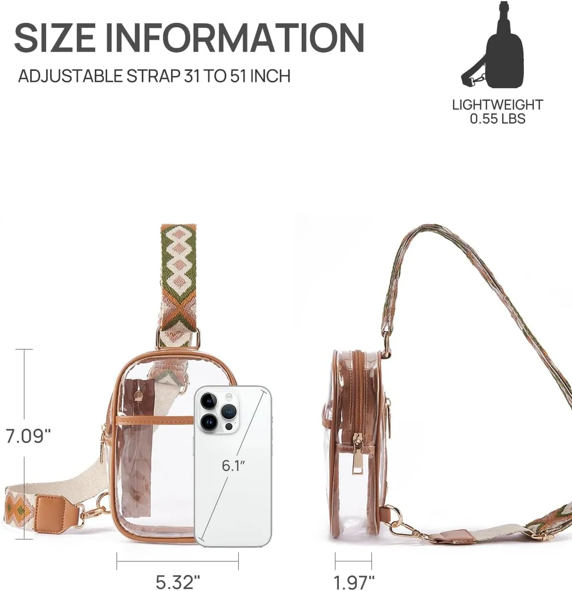 Telena Clear Bag for Stadium Events Women's Clear Purses for Women Stadium Crossbody Bag