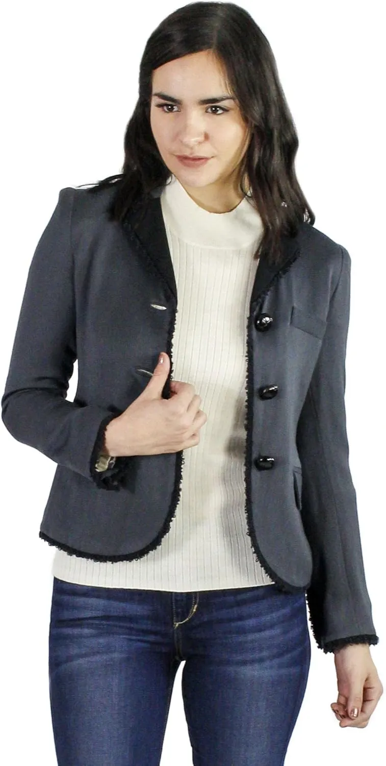 Textural Contrast Blazer, Charcoal, 0