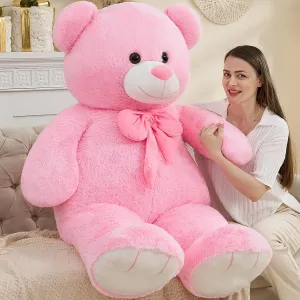 Tezituor Giant Teddy Bear 5 Feet, Soft 59" Big Bear Stuffed Animal Life Size Plush Bear Toy Valentine's Christmas Birthday Gift for Girlfriend Kids,Pink