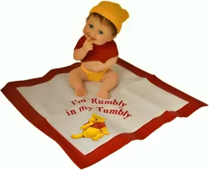 The Ashton-Drake Galleries Live Laugh and Love with Pooh Baby Doll Collection Issue #3 Rumbly in My Tummy Fully Sculpted Collectible Doll with Pooh Hat Diaper and Blanket by Sherry Rawn 5-inches