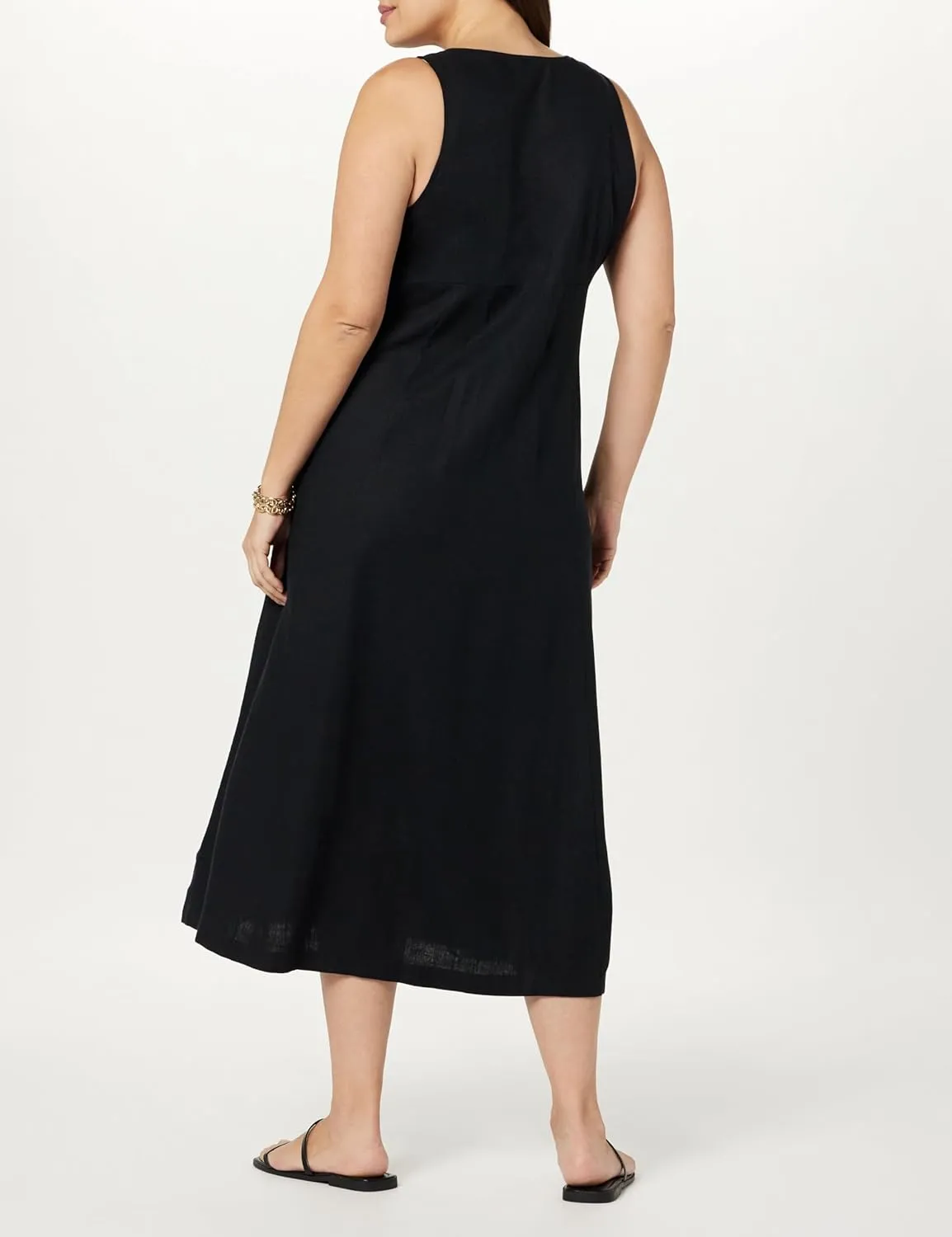 The Drop Women's Blanca Linen Button-Front V-Neck Maxi Dress