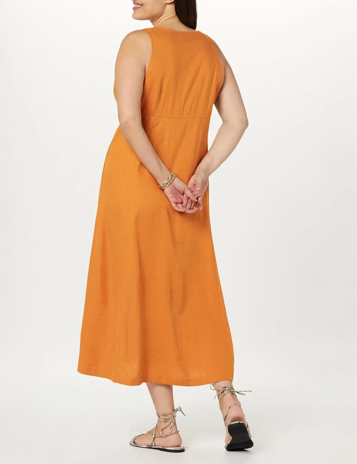 The Drop Women's Blanca Linen Button-Front V-Neck Maxi Dress