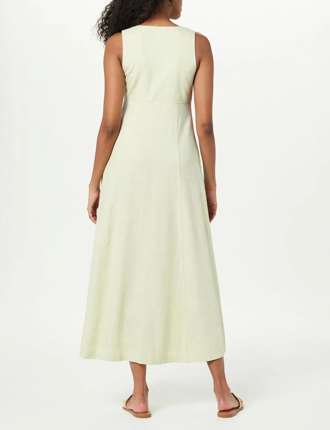 The Drop Women's Blanca Linen Button-Front V-Neck Maxi Dress