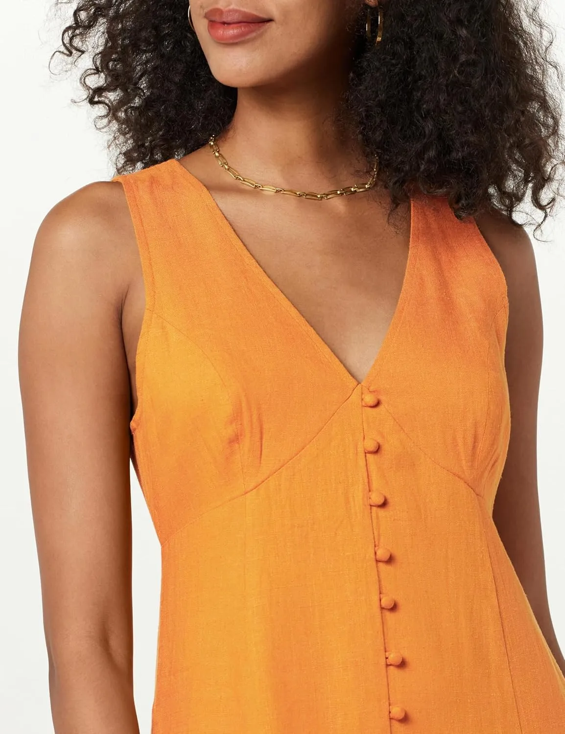 The Drop Women's Blanca Linen Button-Front V-Neck Maxi Dress