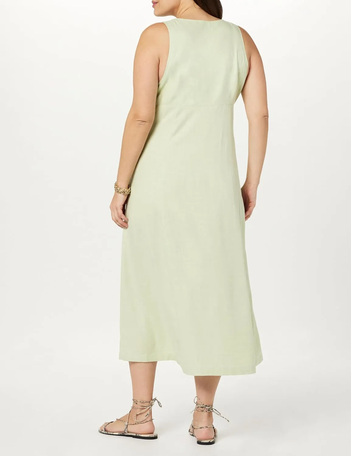 The Drop Women's Blanca Linen Button-Front V-Neck Maxi Dress