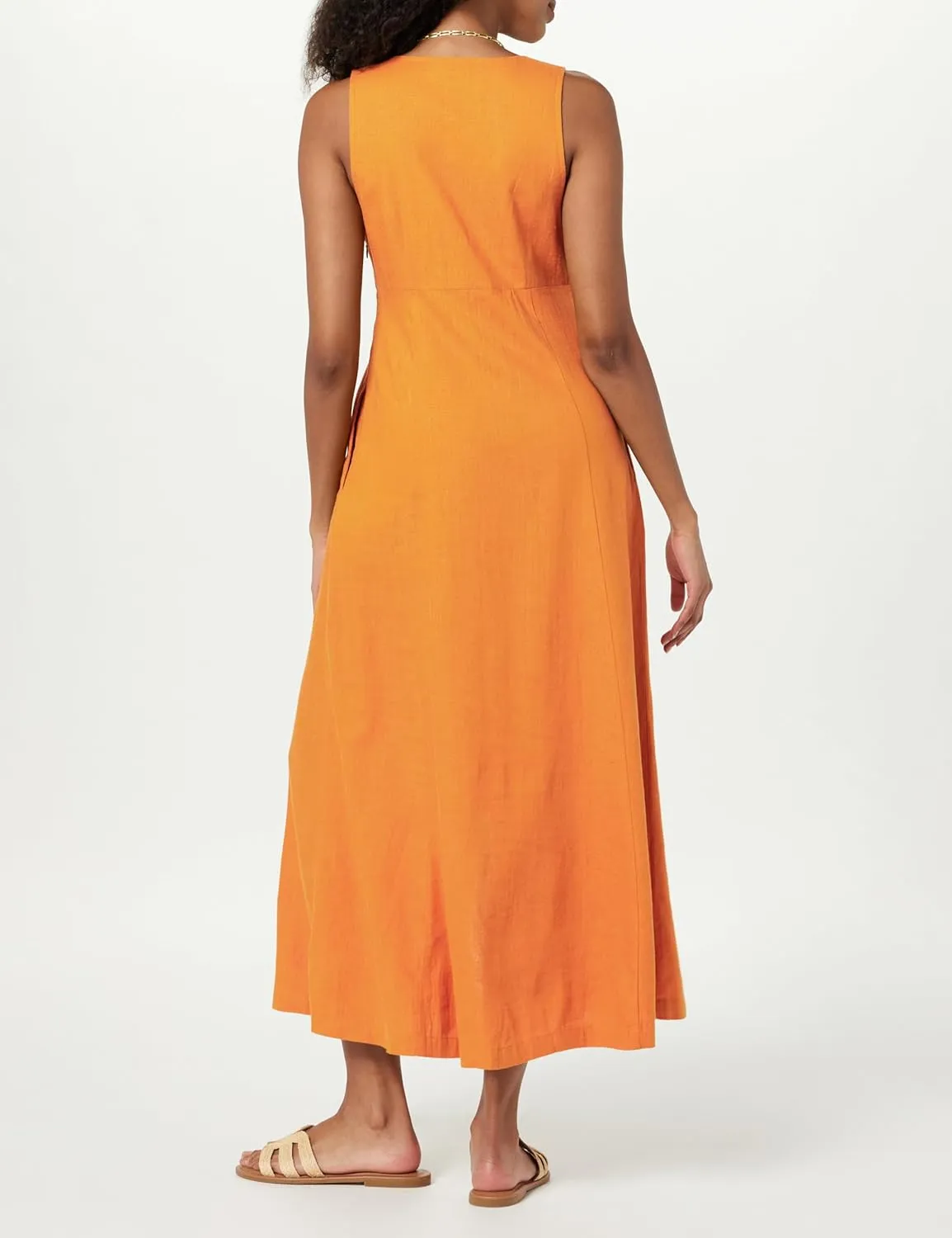 The Drop Women's Blanca Linen Button-Front V-Neck Maxi Dress