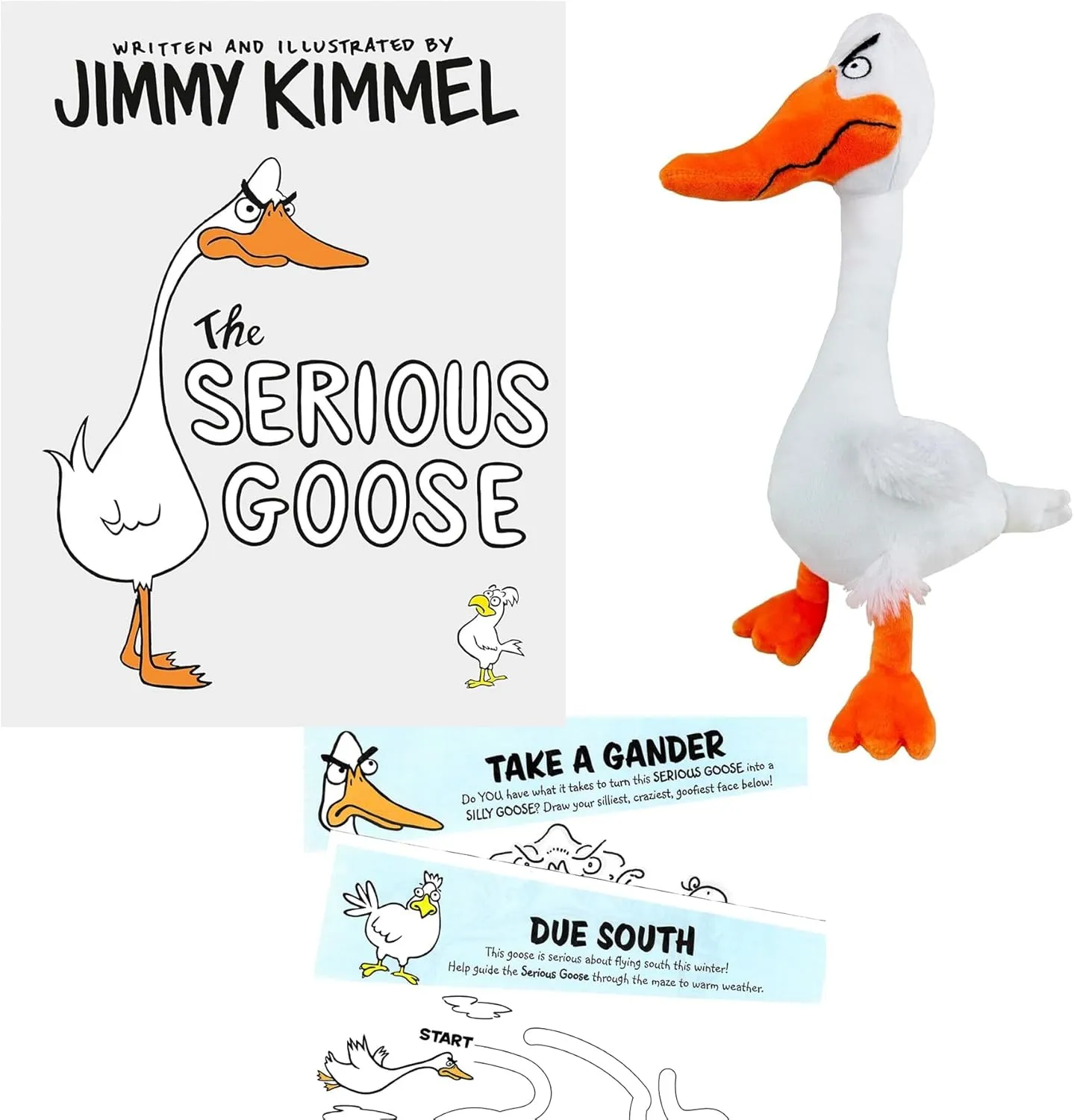 The Serious Goose Gift Set Includes Hardcover by Jimmy Kimmel, Serious Goose Stuffed Animal Plush Toy, as Well as Activity Pages (Bring Joy, Delight, and Humor Even When Trying to be Serious)