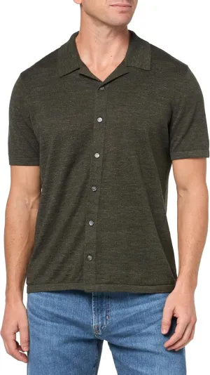 Theory Men's Short Sleeve Button Down Shirt in Pacific Linen