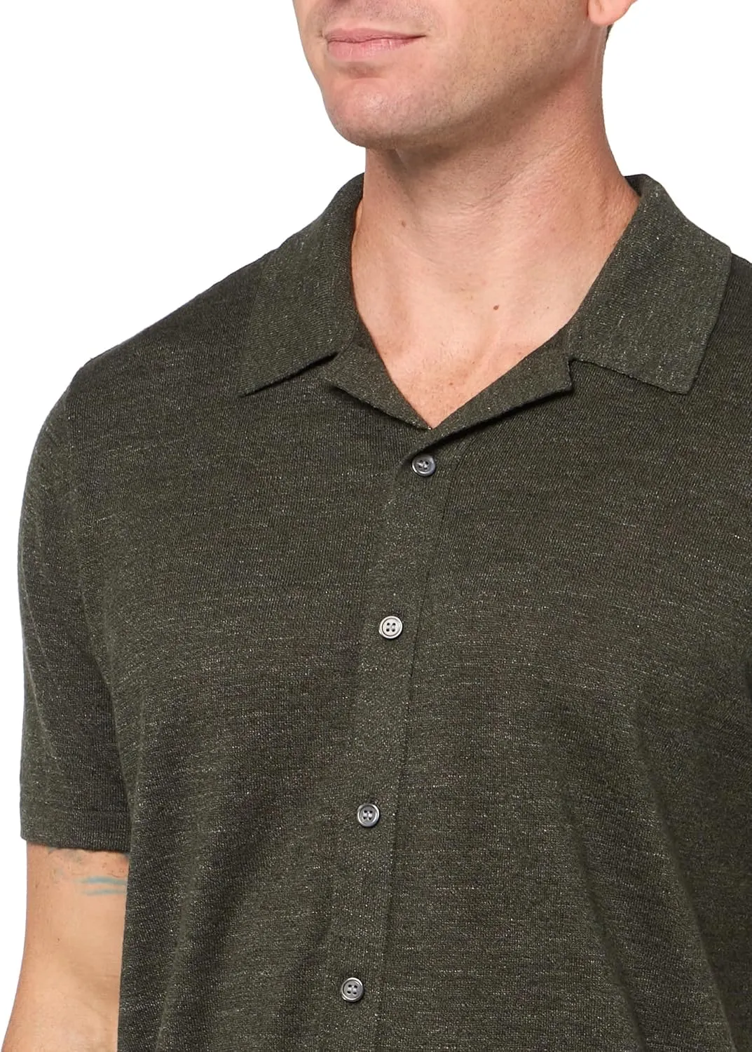 Theory Men's Short Sleeve Button Down Shirt in Pacific Linen