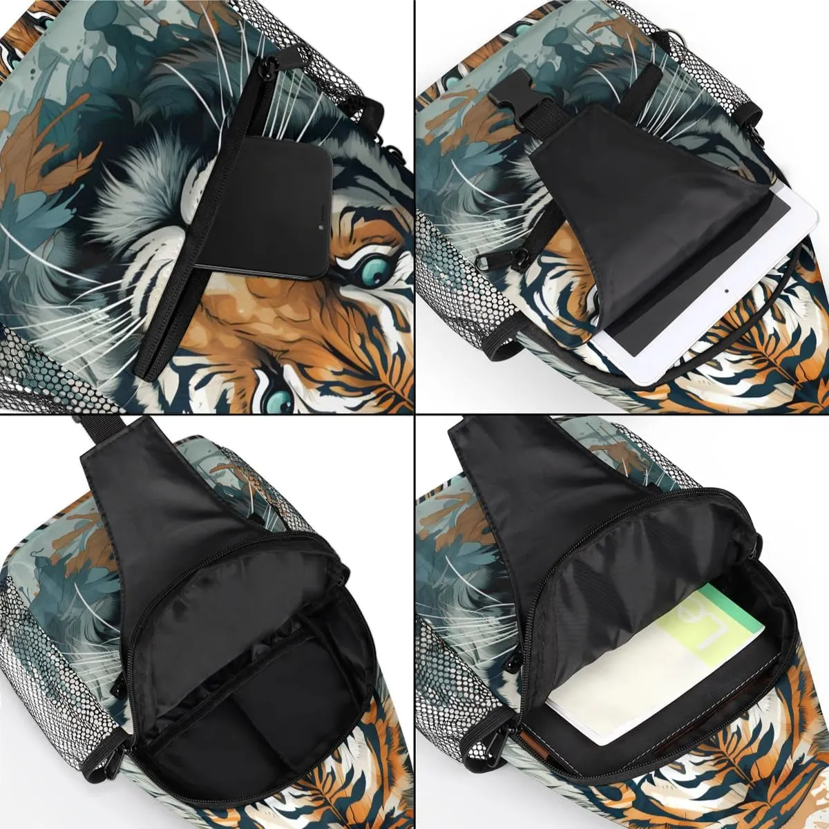 Tiger Sling Bag for Women Men, Waterproof Crossbody Sling Backpack Travel Outdoor Sports Chest Bag