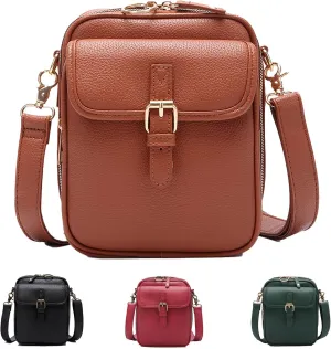 Tojoyride Crossbody Bag, Vintage Cross Body Shoulder Purse with Card Slots, Small Leather Crossbody Bags for Women