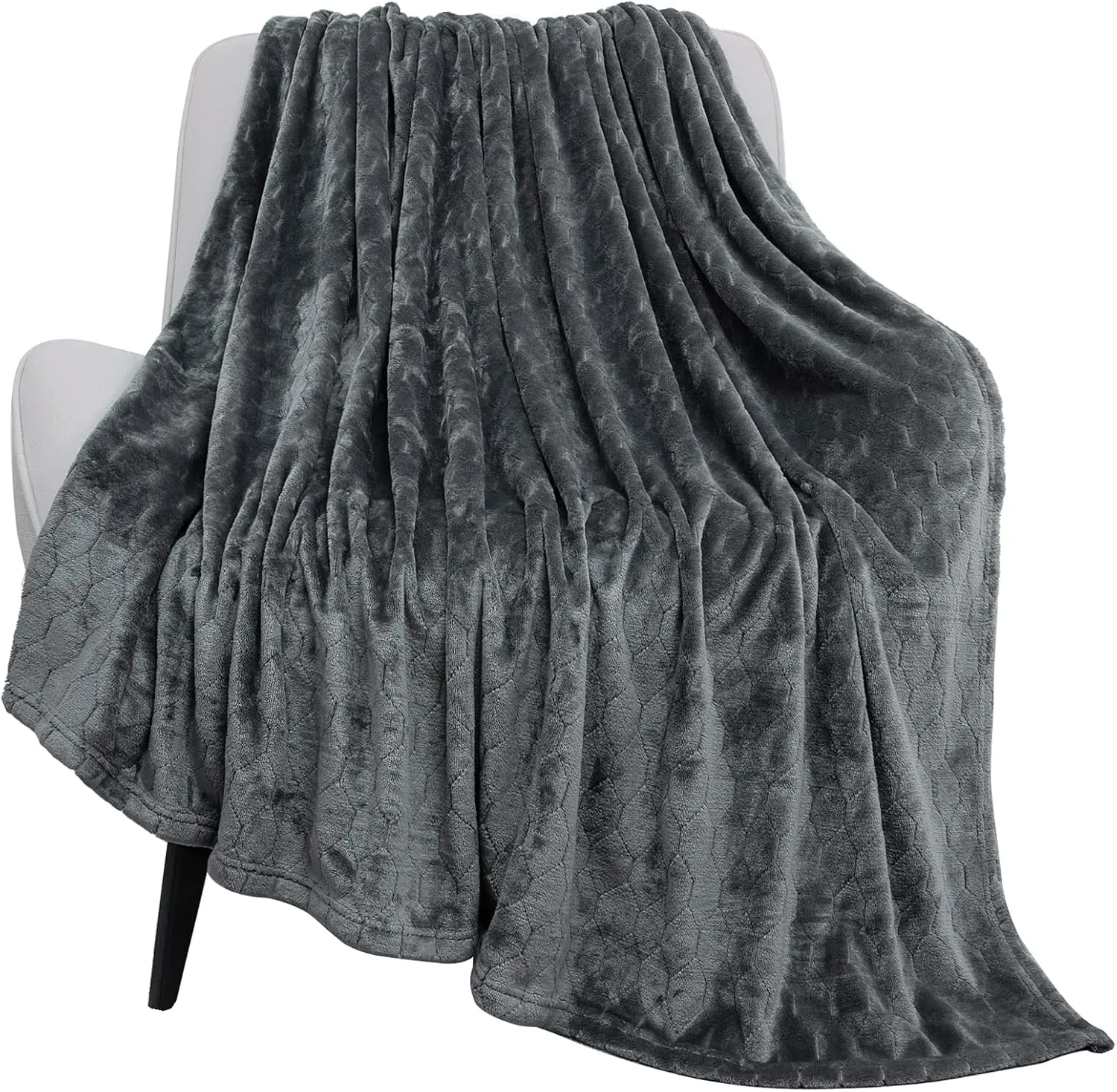 TOONOW Fleece Blanket Fuzzy Plush Throw Blanket 50" x 60", Super Soft Fluffy Bed Blanket Geometric Pattern Comfy Microfiber Flannel Blankets for Couch, Bed, Sofa, Dark Grey
