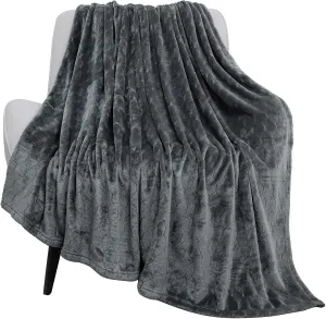 TOONOW Fleece Blanket Fuzzy Plush Throw Blanket 50" x 60", Super Soft Fluffy Bed Blanket Geometric Pattern Comfy Microfiber Flannel Blankets for Couch, Bed, Sofa, Dark Grey