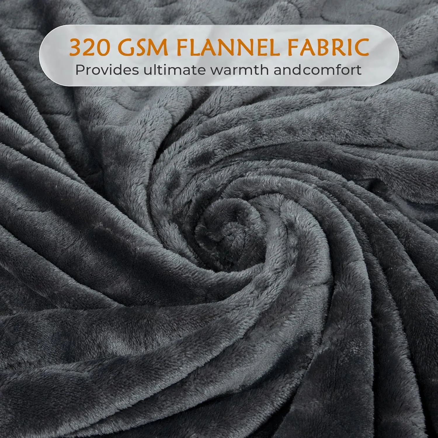 TOONOW Fleece Blanket Fuzzy Plush Throw Blanket 50" x 60", Super Soft Fluffy Bed Blanket Geometric Pattern Comfy Microfiber Flannel Blankets for Couch, Bed, Sofa, Dark Grey