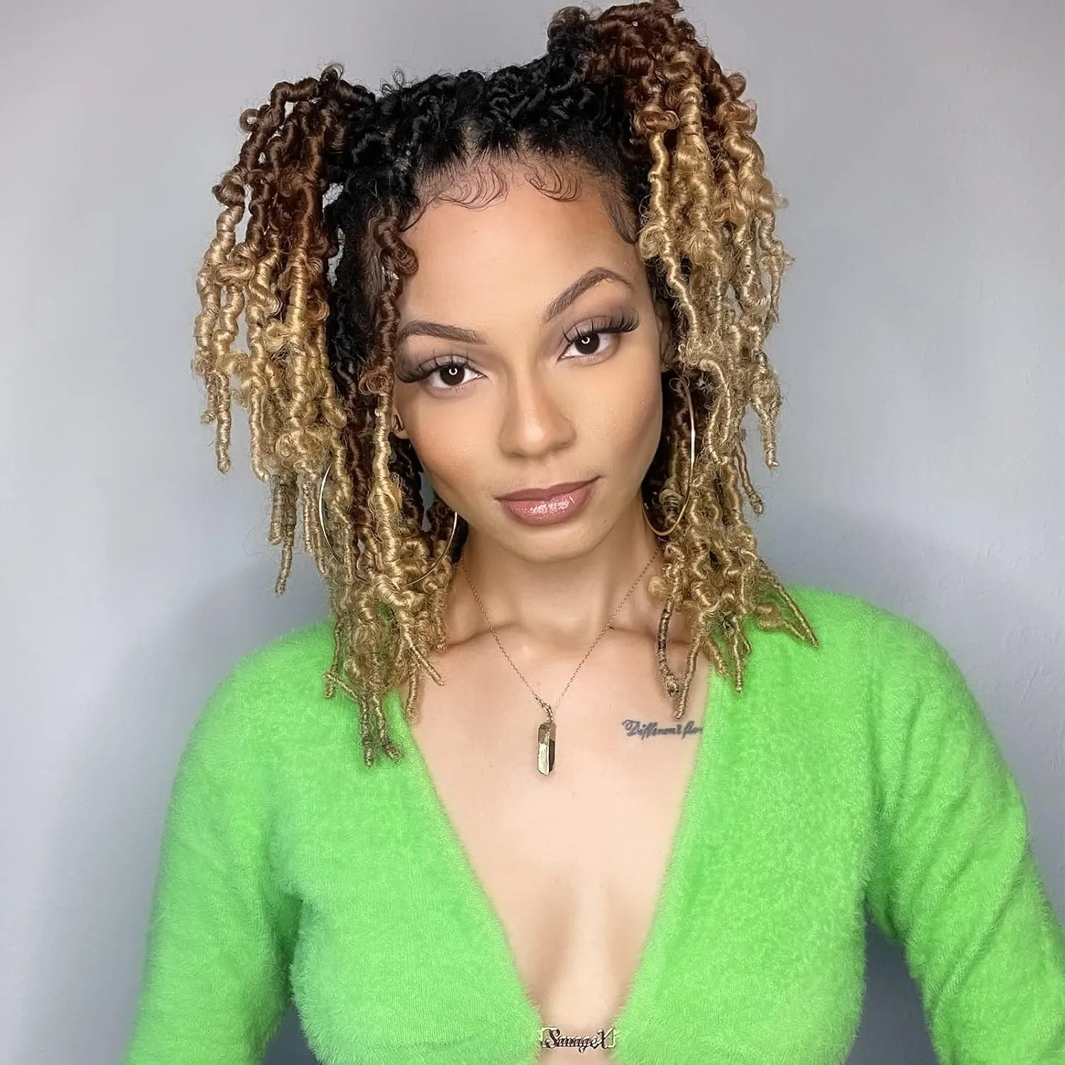 ToyoTress Butterfly Locs Crochet Hair - 10 Inch 8 Pcs Ombre Brown Faux Locs, Pre-twisted Distressed Crochet Braids Pre-looped Synthetic Braiding Hair Extensions (10 Inch, OT30/27-8P)