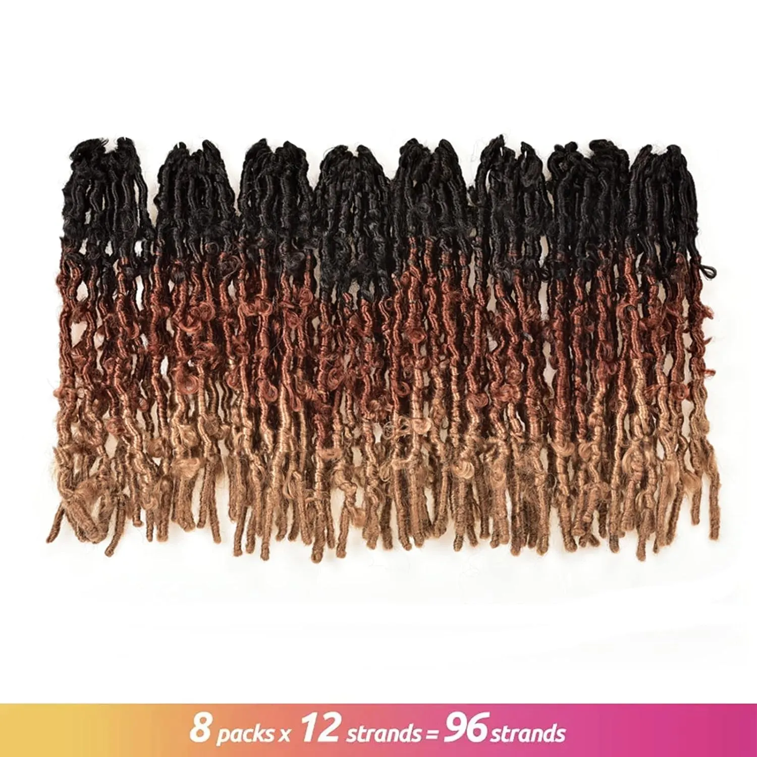 ToyoTress Butterfly Locs Crochet Hair - 10 Inch 8 Pcs Ombre Brown Faux Locs, Pre-twisted Distressed Crochet Braids Pre-looped Synthetic Braiding Hair Extensions (10 Inch, OT30/27-8P)