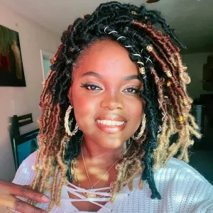 ToyoTress Butterfly Locs Crochet Hair - 10 Inch 8 Pcs Ombre Brown Faux Locs, Pre-twisted Distressed Crochet Braids Pre-looped Synthetic Braiding Hair Extensions (10 Inch, OT30/27-8P)