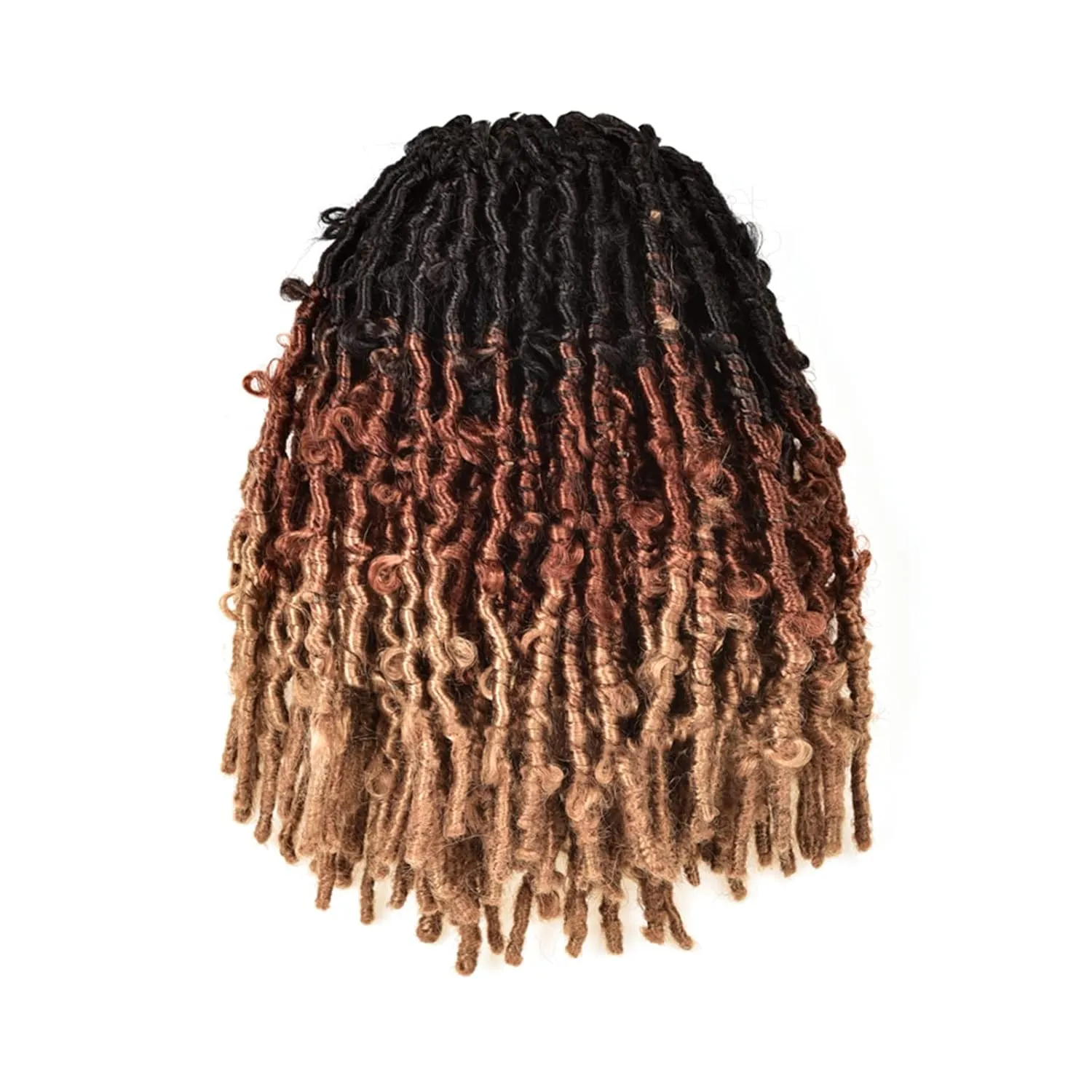 ToyoTress Butterfly Locs Crochet Hair - 10 Inch 8 Pcs Ombre Brown Faux Locs, Pre-twisted Distressed Crochet Braids Pre-looped Synthetic Braiding Hair Extensions (10 Inch, OT30/27-8P)