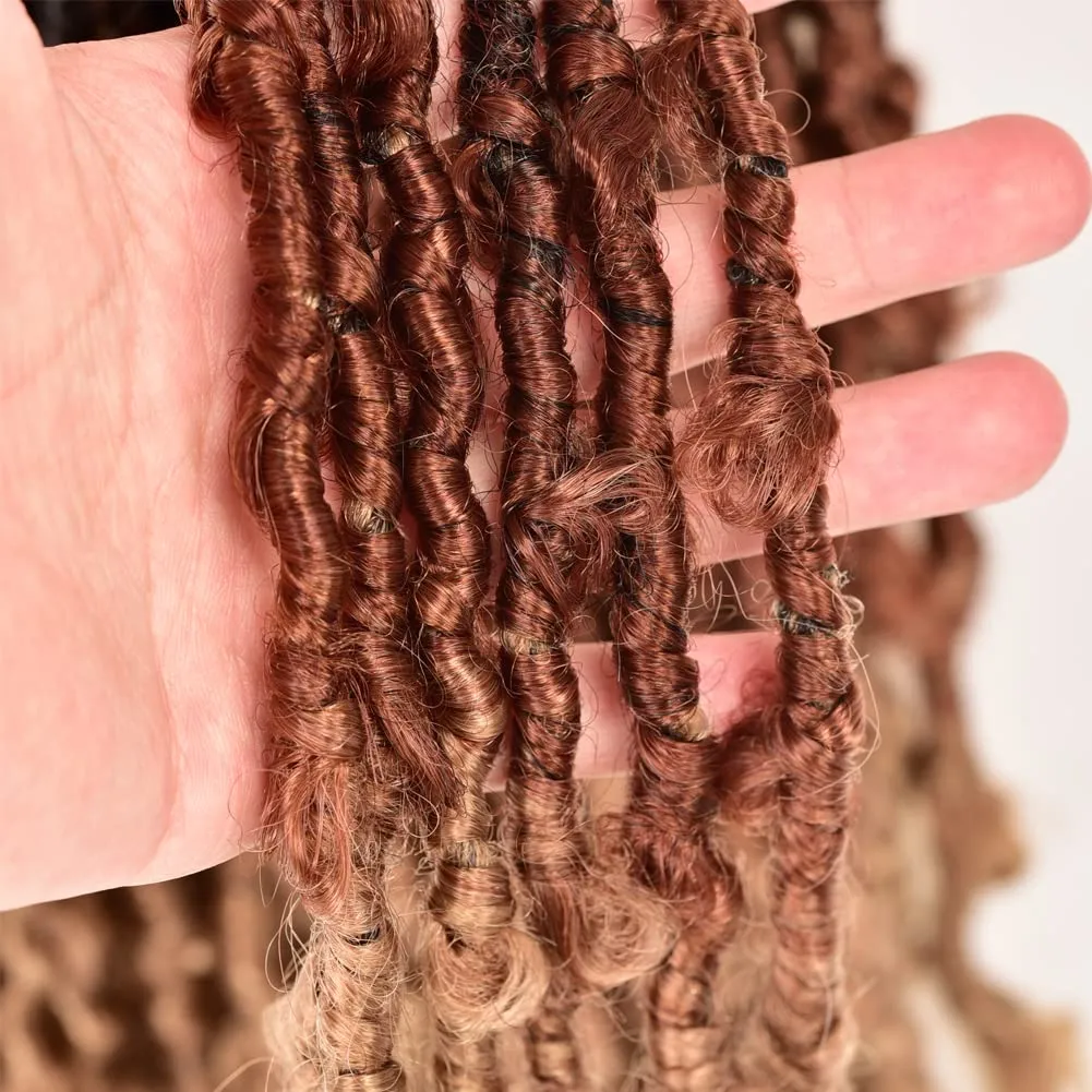 ToyoTress Butterfly Locs Crochet Hair - 10 Inch 8 Pcs Ombre Brown Faux Locs, Pre-twisted Distressed Crochet Braids Pre-looped Synthetic Braiding Hair Extensions (10 Inch, OT30/27-8P)