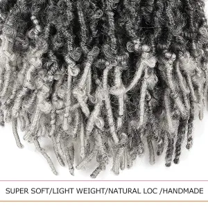 ToyoTress Butterfly Locs Crochet Hair - 12 inch 8 Pcs Ombre Gray Faux Locs Pre-twisted Distressed Crochet Braids Pre-looped Synthetic Braiding Hair Extensions (12 Inch,T-Gray-8P)