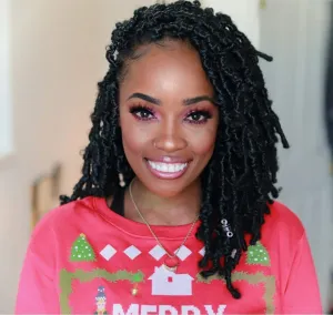 TOYOTRESS Butterfly Locs Crochet Hair - 12 inch 8 Pcs Pre-twisted Distressed Crochet Braids Pre-looped Synthetic Braiding Hair Extensions (12 Inch,1B)