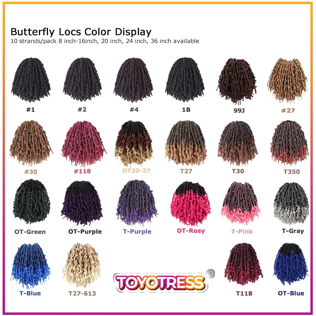 TOYOTRESS Butterfly Locs Crochet Hair - 12 inch 8 Pcs Pre-twisted Distressed Crochet Braids Pre-looped Synthetic Braiding Hair Extensions (12 Inch,T27)