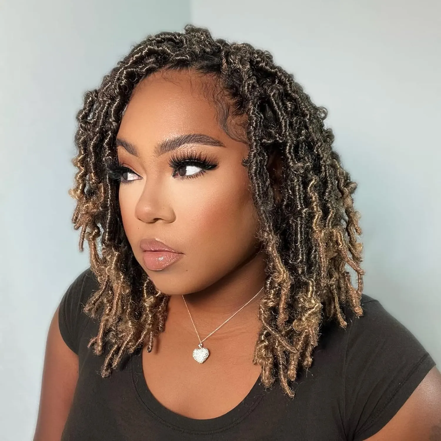 TOYOTRESS Butterfly Locs Crochet Hair - 12 inch 8 Pcs Pre-twisted Distressed Crochet Braids Pre-looped Synthetic Braiding Hair Extensions (12 Inch,T27)