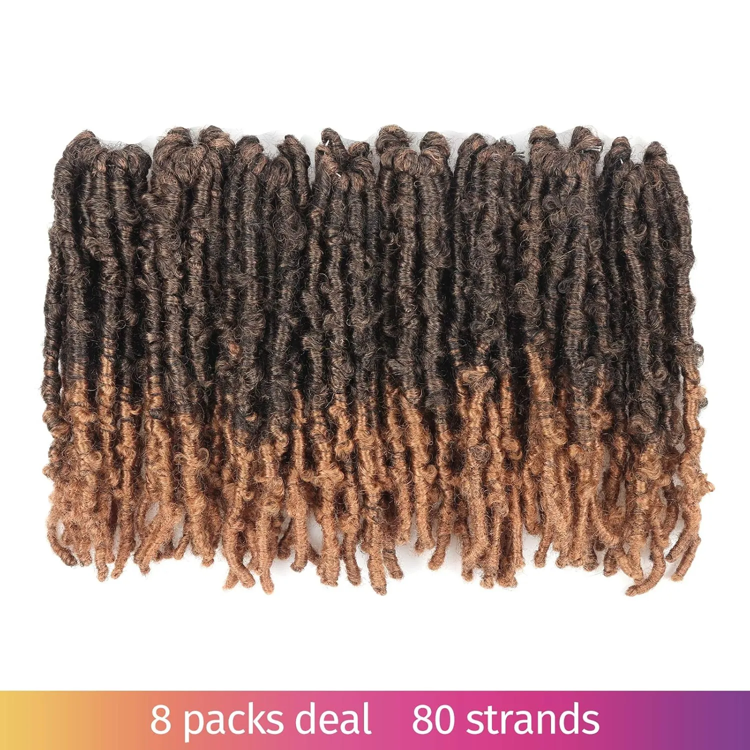 TOYOTRESS Butterfly Locs Crochet Hair - 12 inch 8 Pcs Pre-twisted Distressed Crochet Braids Pre-looped Synthetic Braiding Hair Extensions (12 Inch,T27)