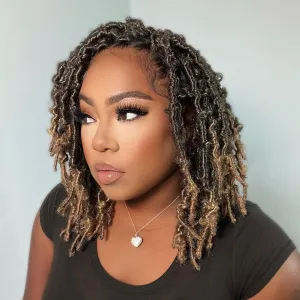 TOYOTRESS Butterfly Locs Crochet Hair - 12 inch 8 Pcs Pre-twisted Distressed Crochet Braids Pre-looped Synthetic Braiding Hair Extensions (12 Inch,T27)