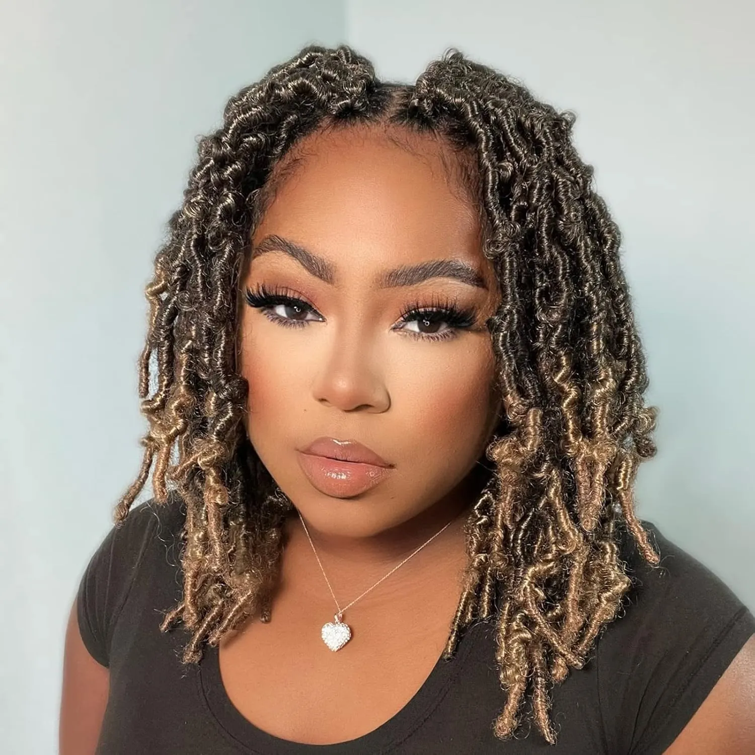 TOYOTRESS Butterfly Locs Crochet Hair - 12 inch 8 Pcs Pre-twisted Distressed Crochet Braids Pre-looped Synthetic Braiding Hair Extensions (12 Inch,T27)