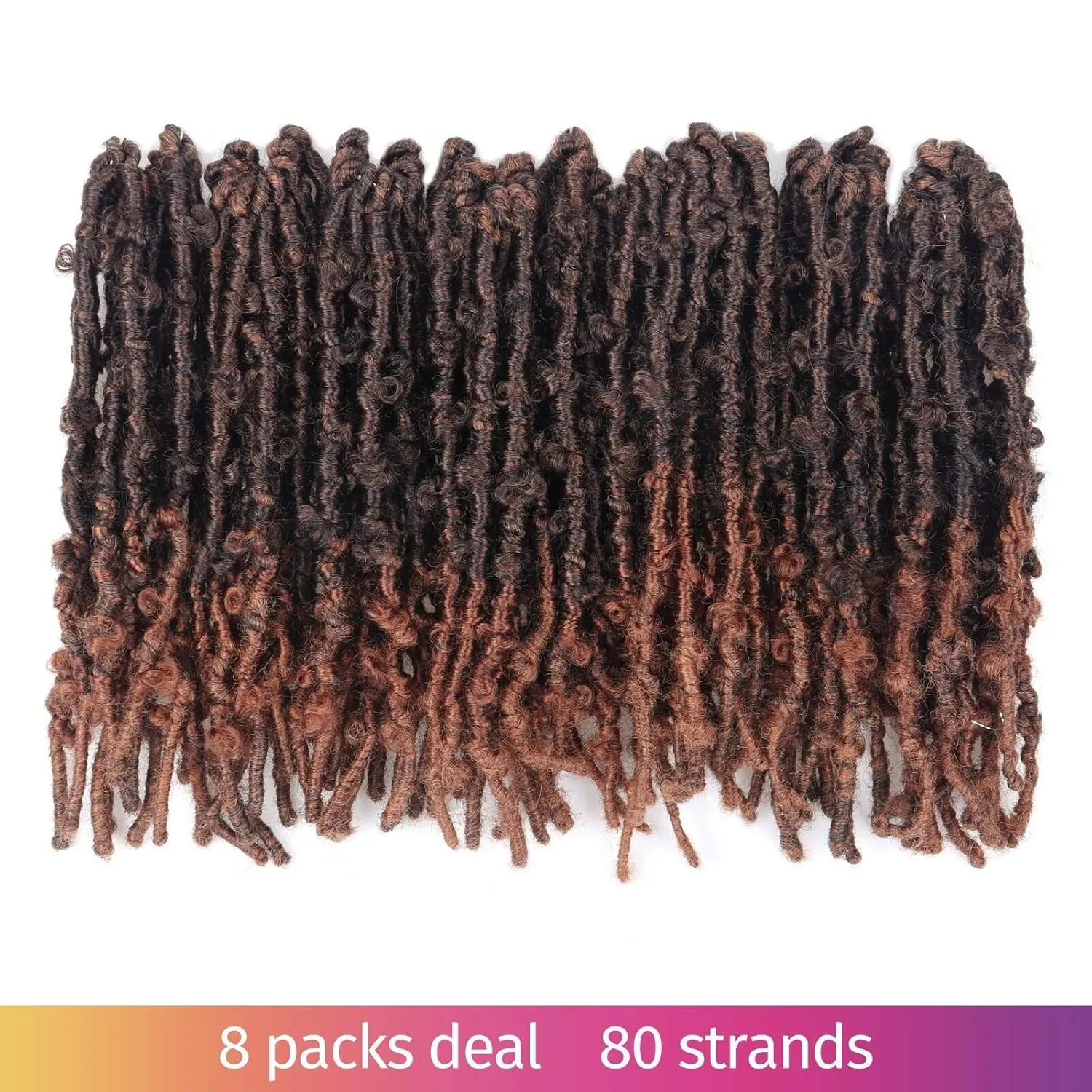 TOYOTRESS Butterfly Locs Crochet Hair - 12 inch 8 Pcs Pre-twisted Distressed Crochet Braids Pre-looped Synthetic Braiding Hair Extensions (12 Inch,T30)