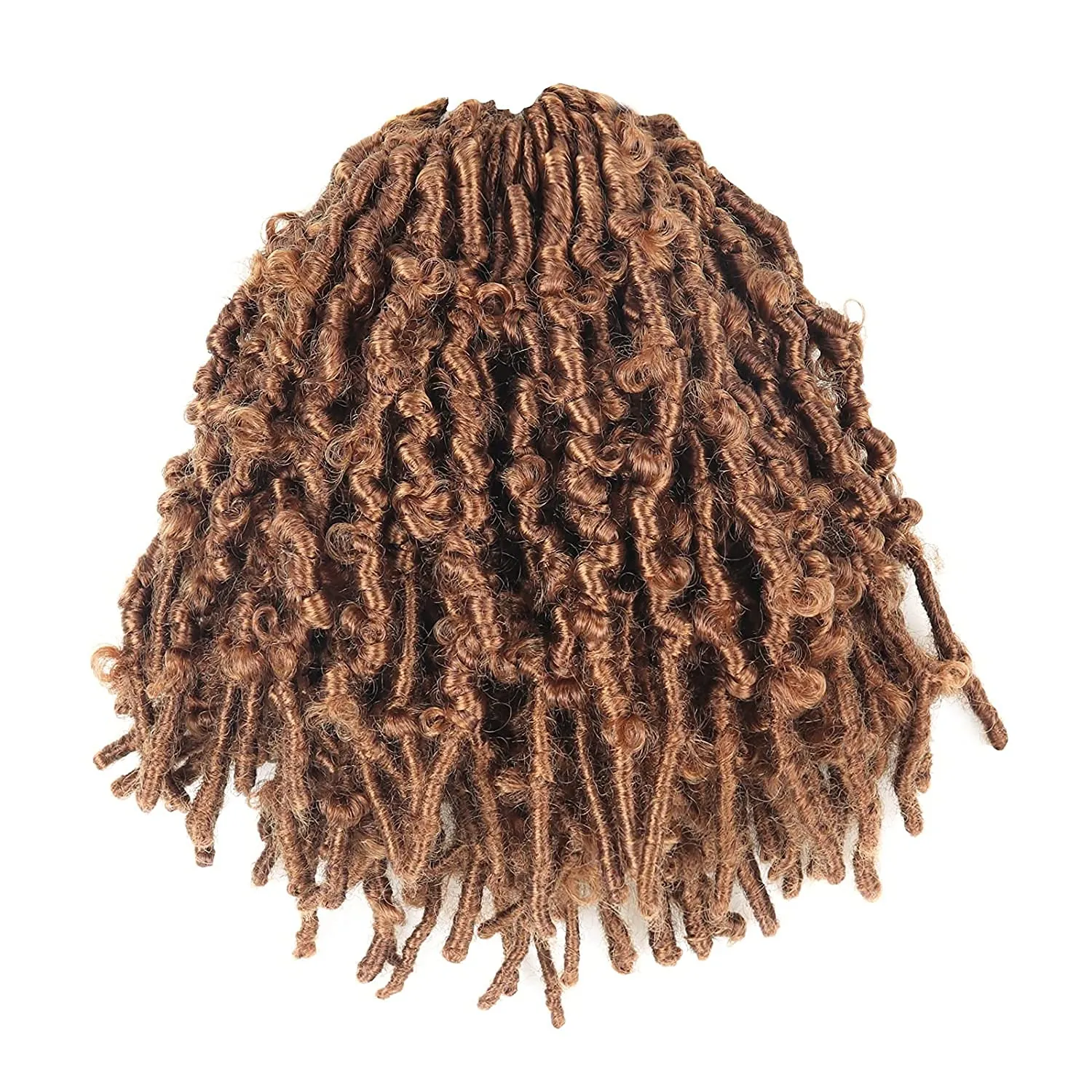 ToyoTress Butterfly Locs Crochet Hair - 8 inch 8 Pcs Brown Faux Locs Pre-twisted Distressed Crochet Braids Pre-looped Synthetic Braiding Hair Extensions (8 Inch, #30-8P)