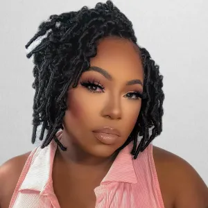 ToyoTress Butterfly Locs Crochet Hair - 8 inch 8 Pcs Jet Black Faux Locs Pre-twisted Distressed Crochet Braids Pre-looped Synthetic Braiding Hair Extensions (8 Inch, #1-8P)