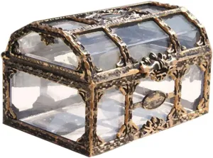 Toyvian Plastic Transparent Pirate Treasure Box with Crystal Gem Jewelry for Souenir