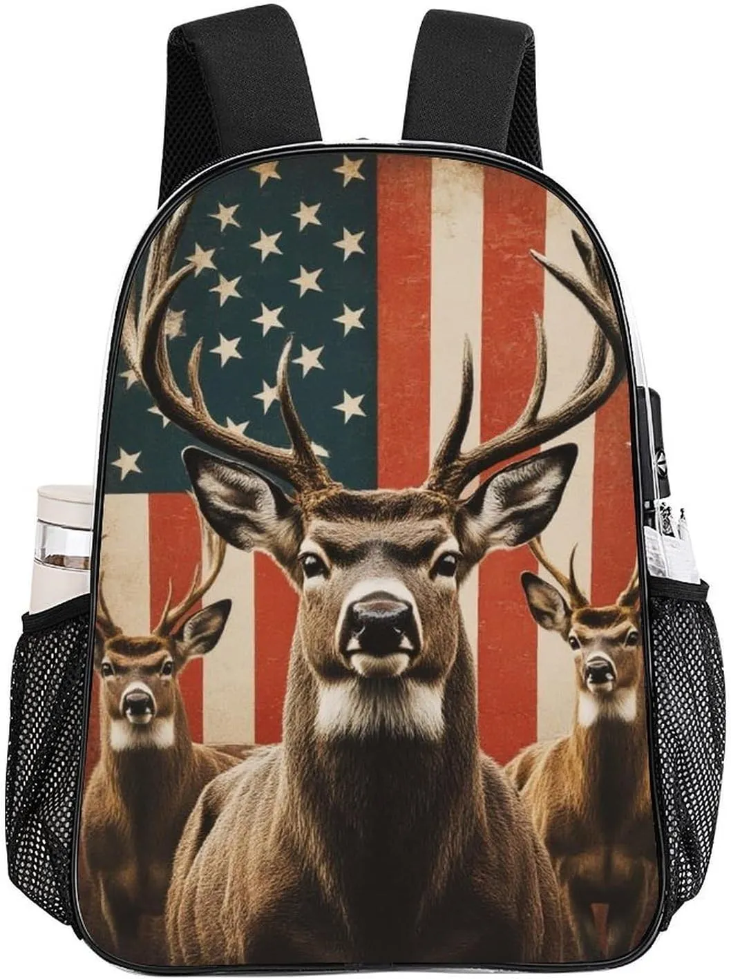 Transparent Daypack Backpack for Climbing Outdoors Running - Big Capacity Multipurpose Anti-Theft Bookbag, American Us Flag Hunting Camo Deer Travel Hiking & Camping Rucksack