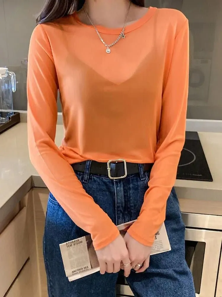 Transparent Loose Shirt - Office Lady, High Stretch, Mesh Fabric | Brand: Dozw