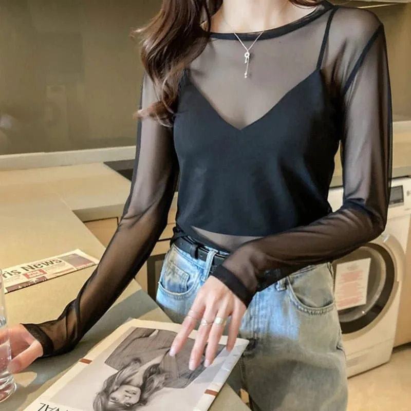 Transparent Loose Shirt - Office Lady, High Stretch, Mesh Fabric | Brand: Dozw