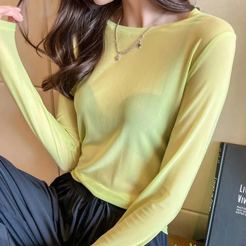Transparent Loose Shirt - Office Lady, High Stretch, Mesh Fabric | Brand: Dozw