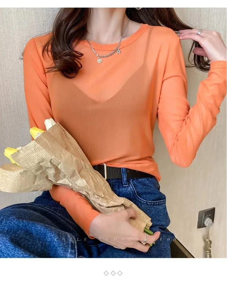 Transparent Loose Shirt - Office Lady, High Stretch, Mesh Fabric | Brand: Dozw