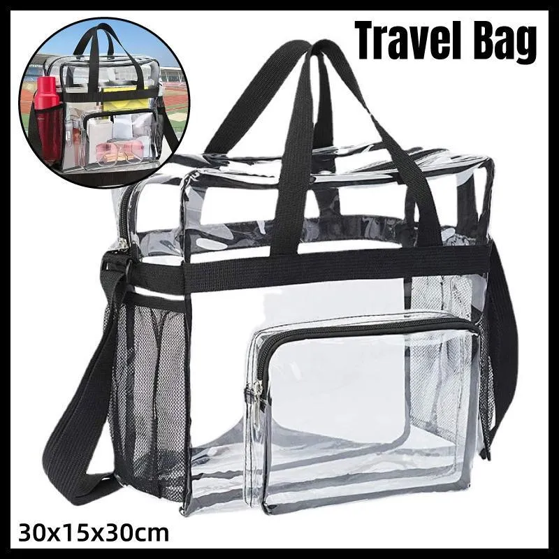 Transparent PVC Storage Bag Portable Handbag for Travel Organizing Essentials