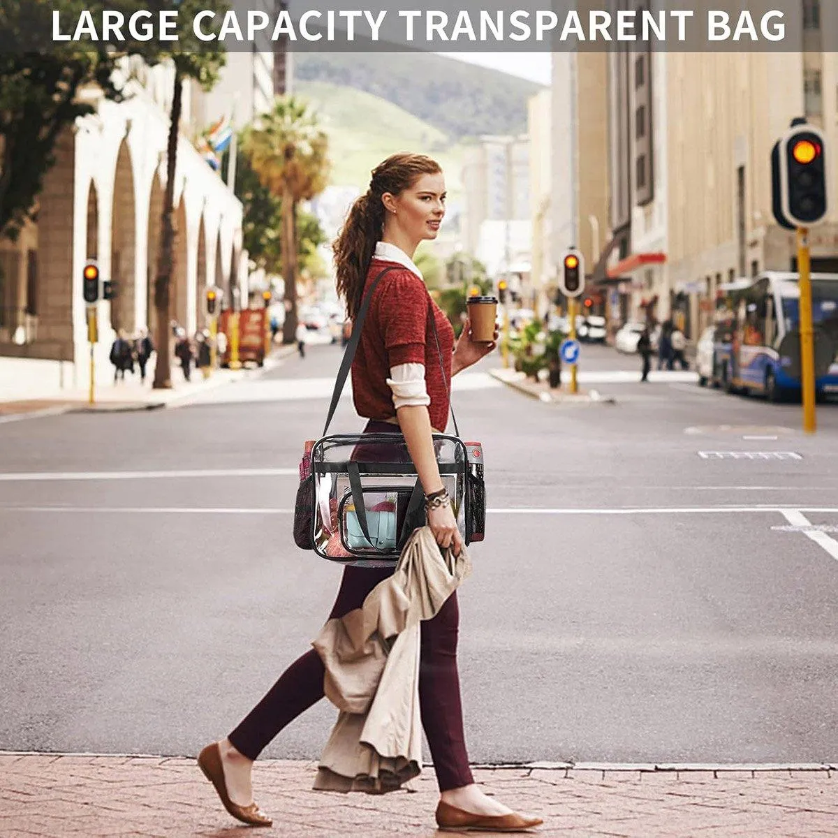 Transparent PVC Storage Bag Portable Handbag for Travel Organizing Essentials