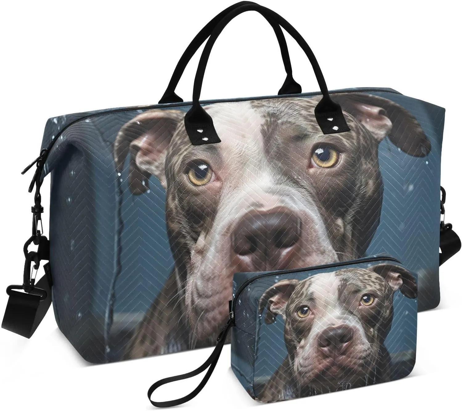 Travel Duffel Bag Pitbull Dog Bath Gym Bag Sports Tote Bag with Multiple Interior Pockets Shoulder Weekender Bag for Women Men with Toiletry Bag 20.5”x 7.9”x 13.8