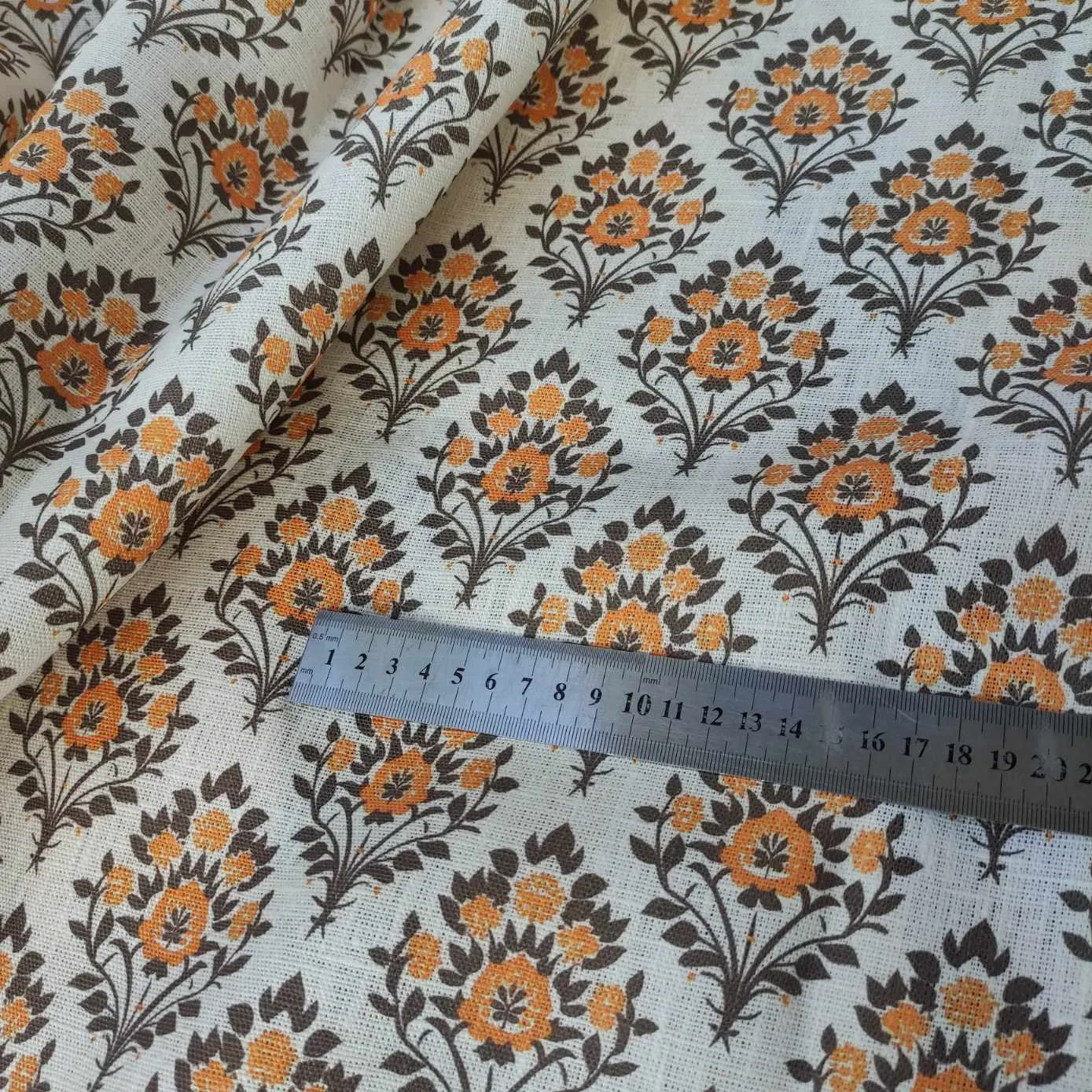 Tree of life Indian Block print linen fabric - LL366P