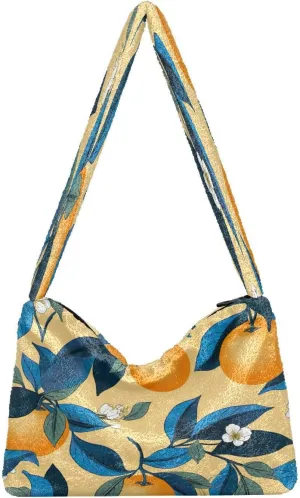 Tropical Leaves on White Women's Shoulder Bag, Long Shoulder Bag, Hand Bag for Ladies